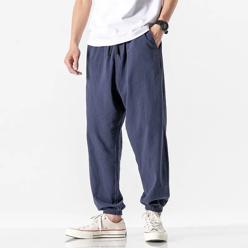 Casual Cropped Pants Thin Trendy Linen Sports Pants Men Ocean View Dining