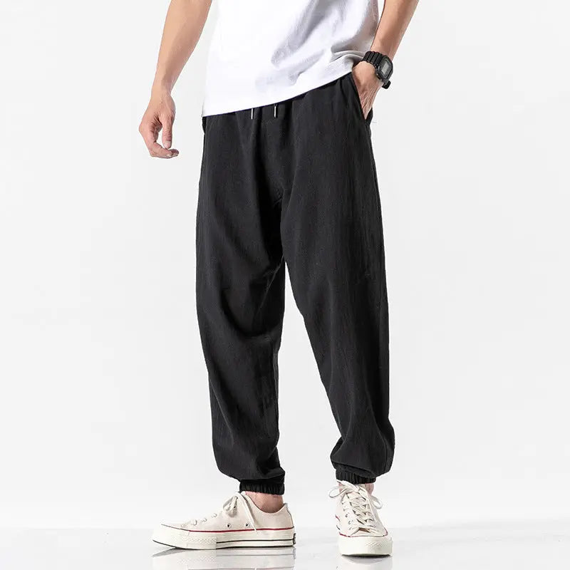 Casual Cropped Pants Thin Trendy Linen Sports Pants Men Ocean View Dining