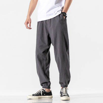 Casual Cropped Pants Thin Trendy Linen Sports Pants Men